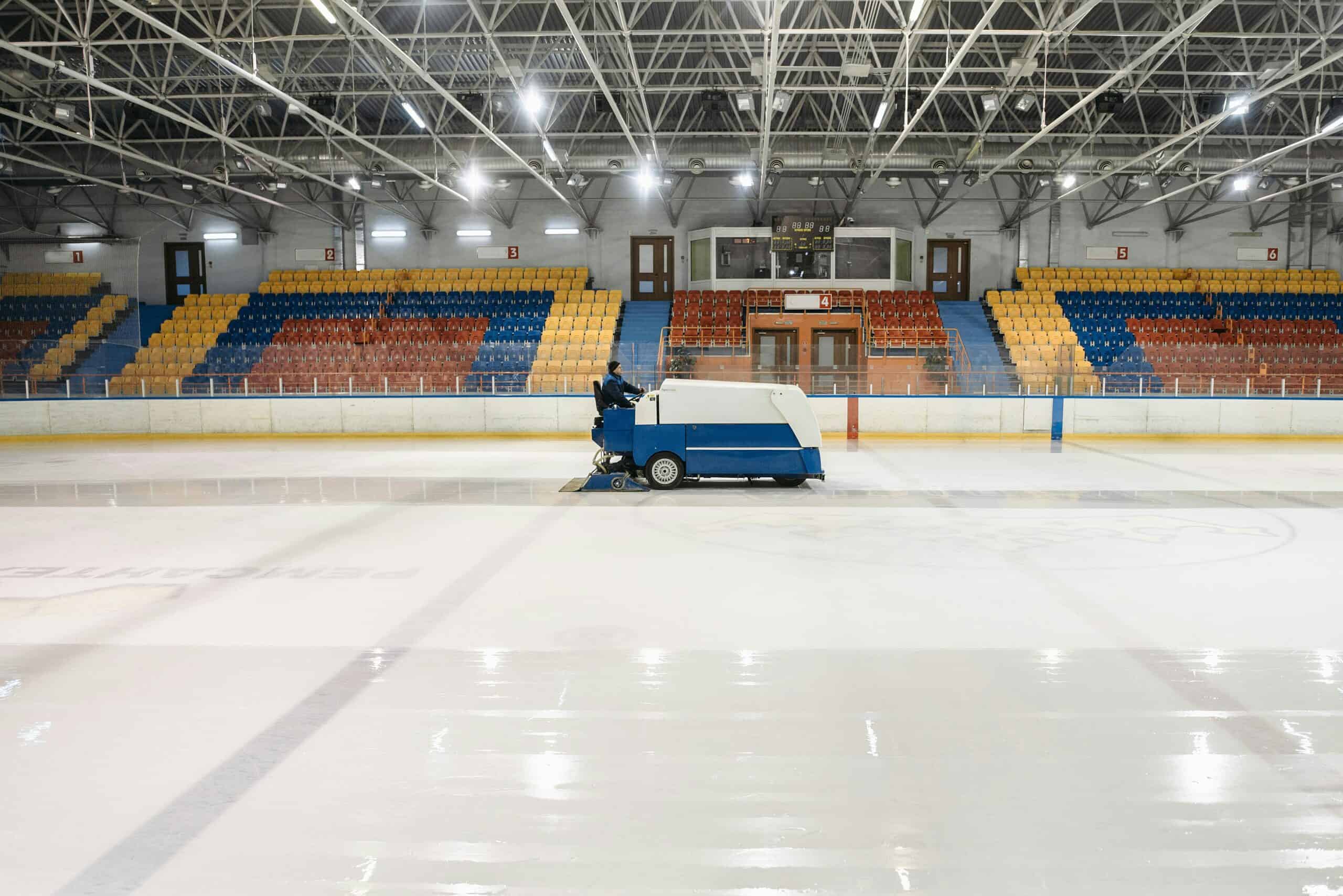 a zamboni cleaning the ice