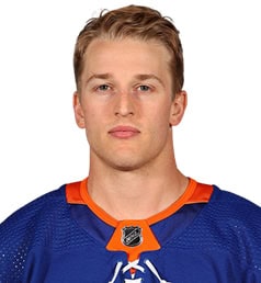 NHL player Hudson Fasching face shot for the New York Islanders