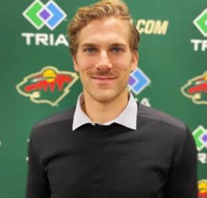 NHL player Marcus Foligno during media interview