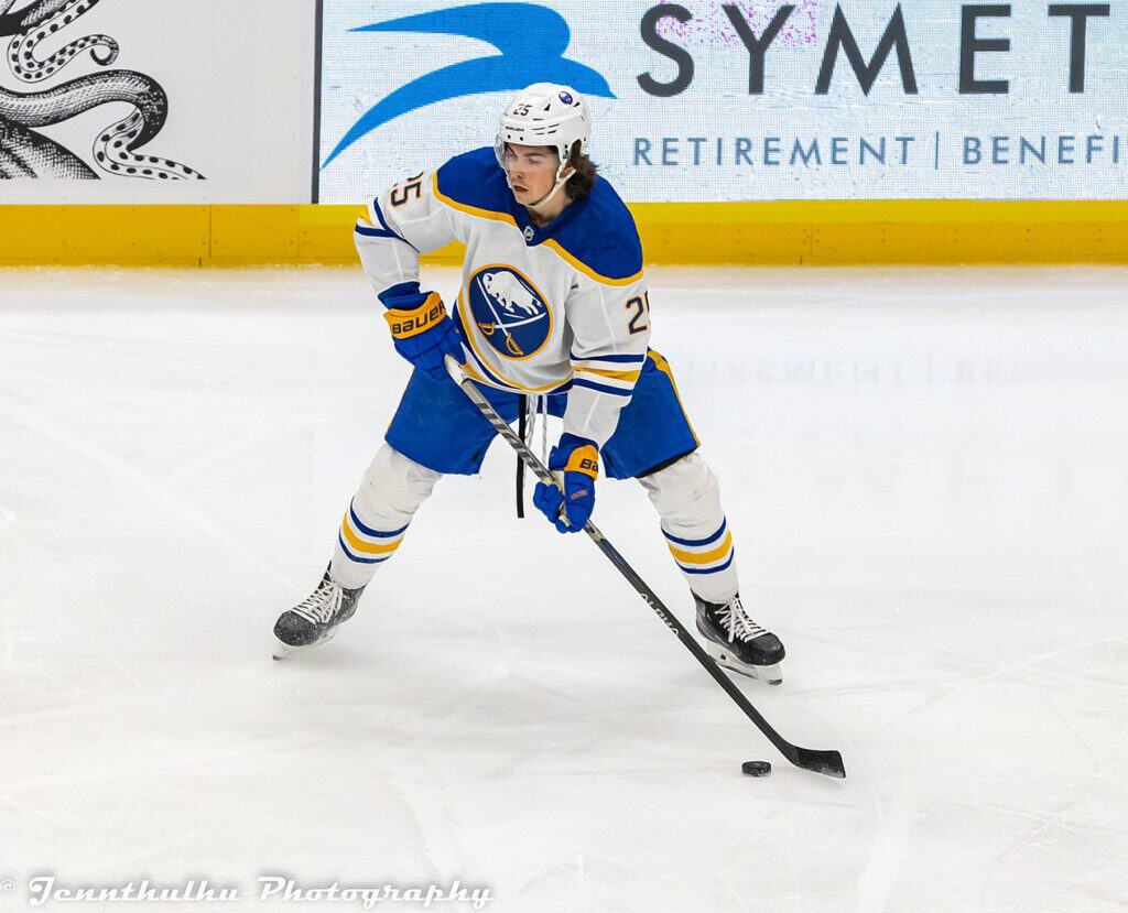 Defensemen Owen Power playing for the Buffalo Sabres