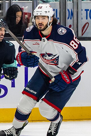 Columbus Blue Jackets forward Kirill Marchenko during an NHL game.